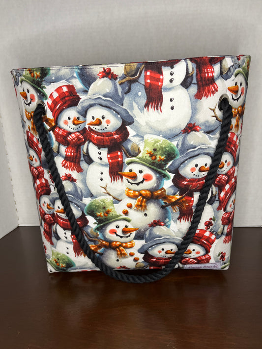 Snowmen Holiday Large Tote Bag